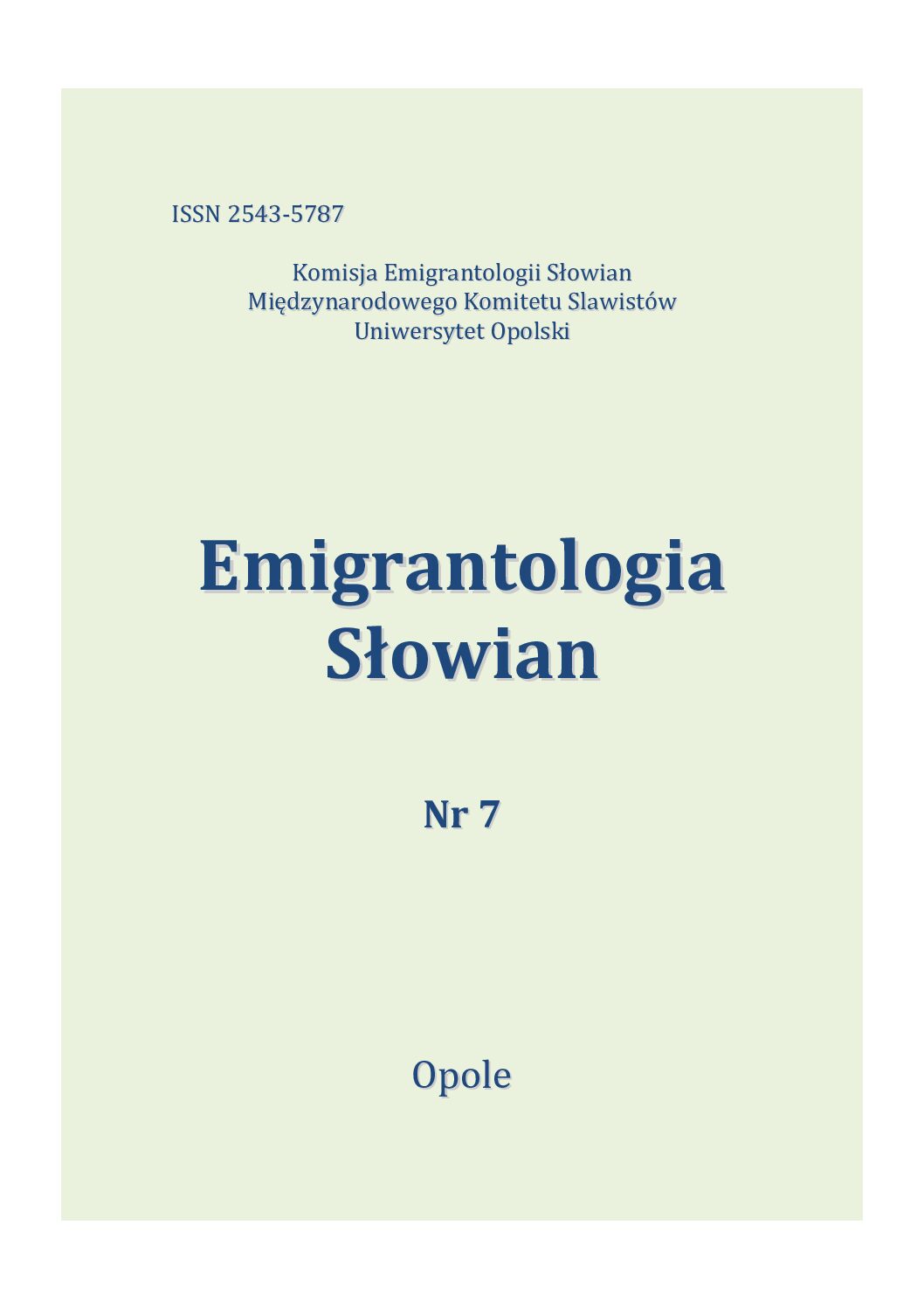 “Emigrantologia Słowian” vol. 7 (2021)